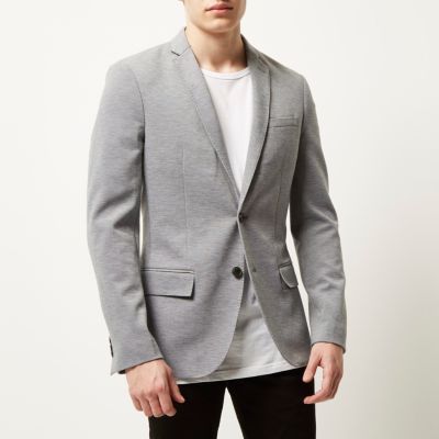 Grey jersey slim blazer